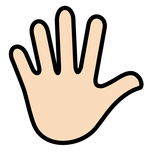 Hand with Fingers Splayed: Light Skin Tone as drawn by OpenMoji in 15.1