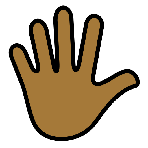 Hand with Fingers Splayed: Medium-Dark Skin Tone as drawn by OpenMoji in 15.1