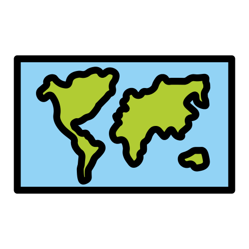 World Map as drawn by OpenMoji in 15.1