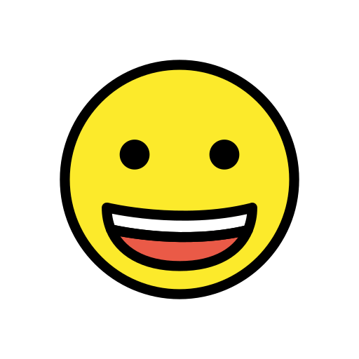Grinning Face as drawn by OpenMoji in 15.1