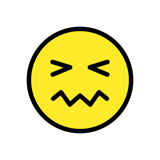 Confounded Face as drawn by OpenMoji in 15.1