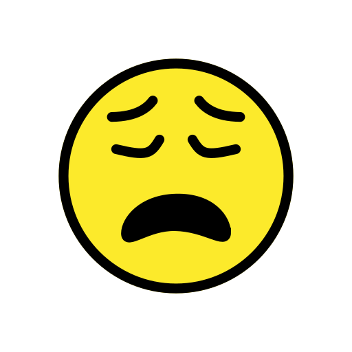Weary Face as drawn by OpenMoji in 15.1