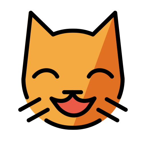 Grinning Cat with Smiling Eyes as drawn by OpenMoji in 15.1