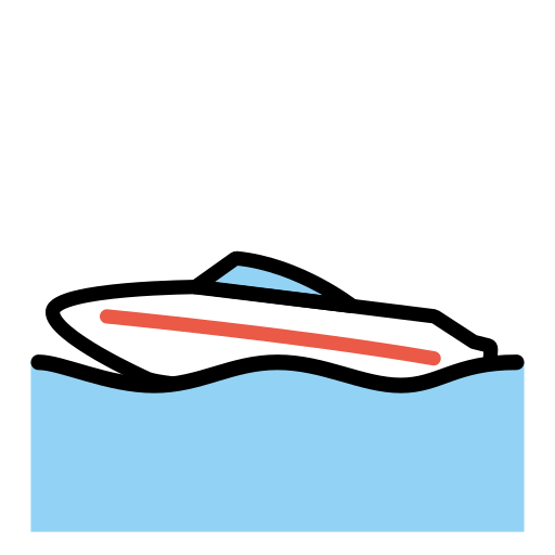 Speedboat as drawn by OpenMoji in 15.1
