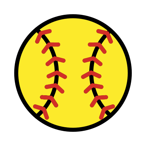 Softball as drawn by OpenMoji in 15.1
