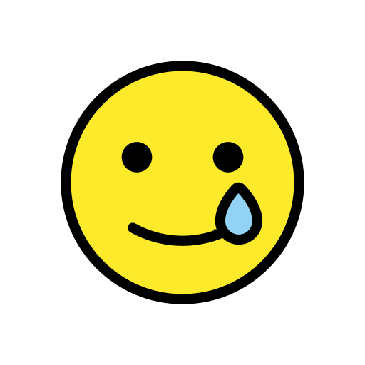 Smiling Face with Tear as drawn by OpenMoji in 15.1