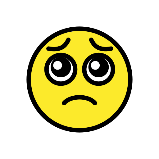 Pleading Face as drawn by OpenMoji in 15.1