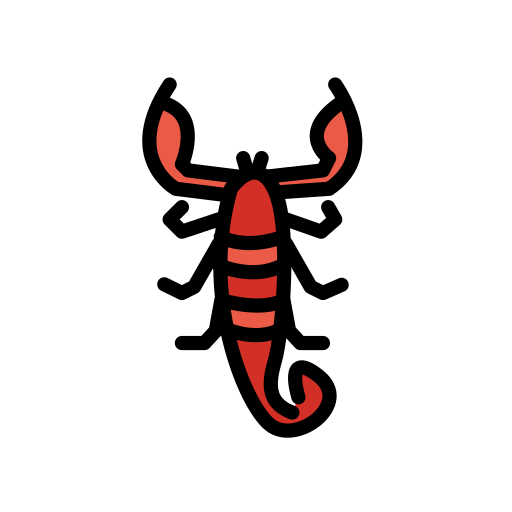 Scorpion as drawn by OpenMoji in 15.1
