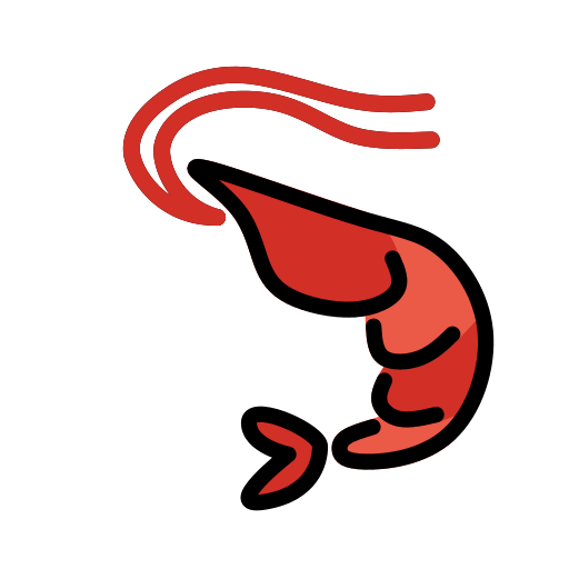 Shrimp as drawn by OpenMoji in 15.1