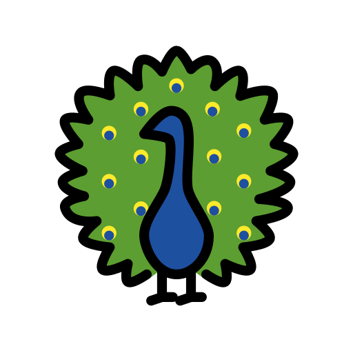 Peacock as drawn by OpenMoji in 15.1