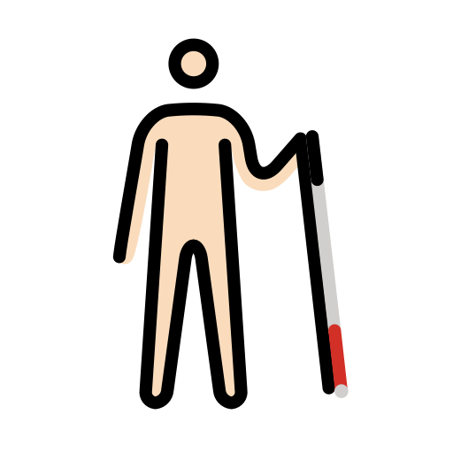 Person with White Cane Facing Right: Light Skin Tone, the design in this release