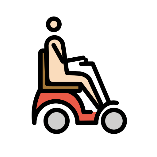 Person in Motorized Wheelchair Facing Right: Light Skin Tone, the design in this release