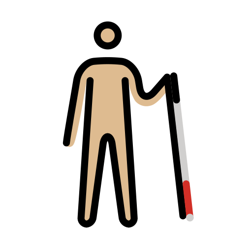 Person with White Cane Facing Right: Medium-Light Skin Tone, the design in this release