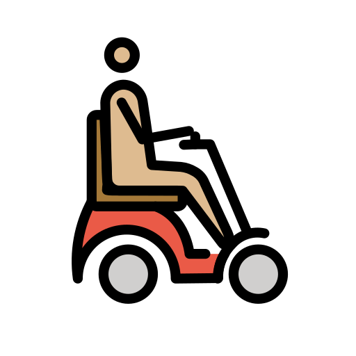 Person in Motorized Wheelchair Facing Right: Medium-Light Skin Tone, the design in this release