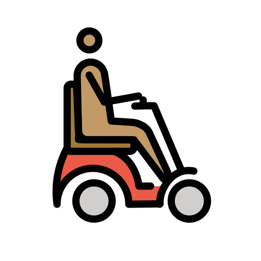 Person in Motorized Wheelchair Facing Right: Medium Skin Tone, the design in this release