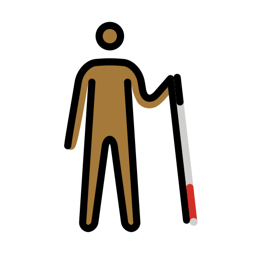 Person with White Cane Facing Right: Medium-Dark Skin Tone, the design in this release