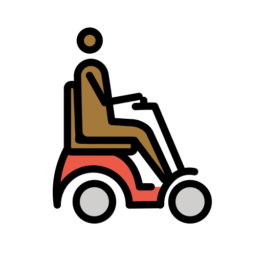 Person in Motorized Wheelchair Facing Right: Medium-Dark Skin Tone, the design in this release