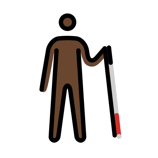Person with White Cane Facing Right: Dark Skin Tone, the design in this release