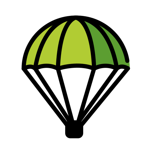 Parachute as drawn by OpenMoji in 15.1