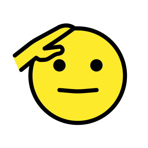 Saluting Face as drawn by OpenMoji in 15.1