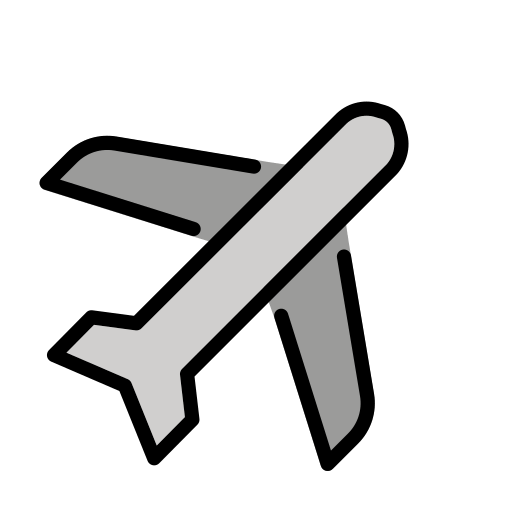 Airplane as drawn by OpenMoji in 15.1