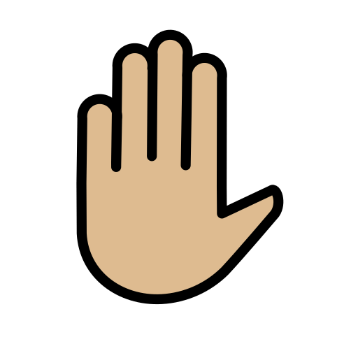 举起手: 中等-浅肤色 as drawn by OpenMoji in 15.1