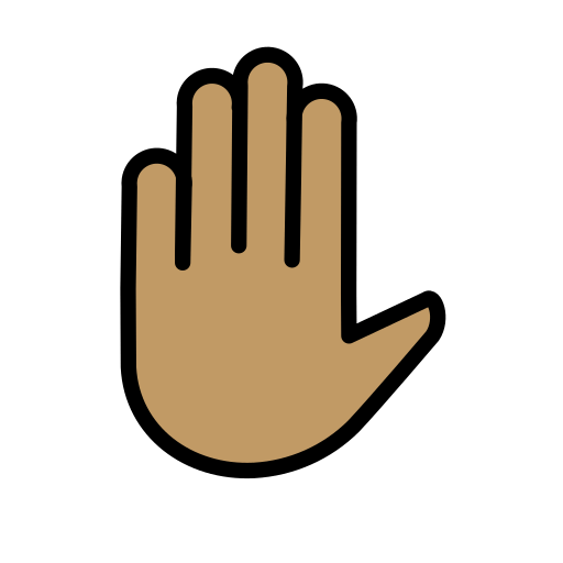 Raised Hand: Medium Skin Tone as drawn by OpenMoji in 15.1