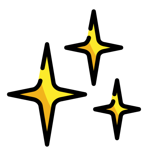 Sparkles as drawn by OpenMoji in 15.1