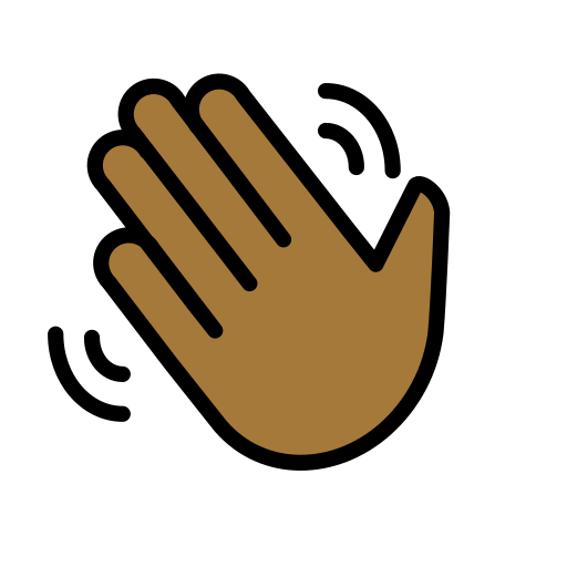 Waving Hand: Medium-Dark Skin Tone as drawn by OpenMoji in 16.0