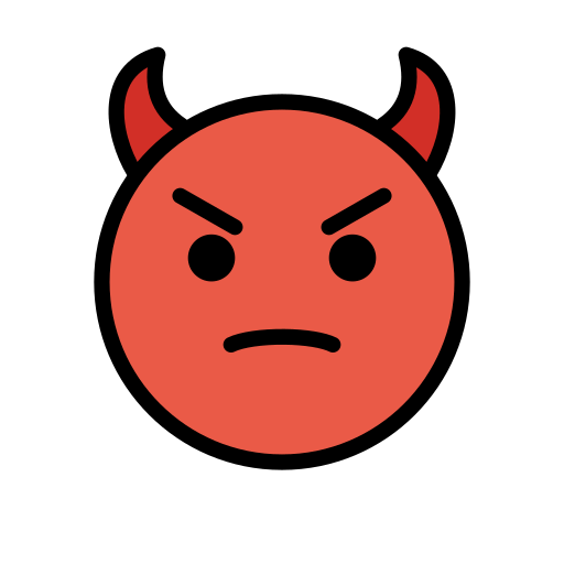 Angry Face with Horns as drawn by OpenMoji in 16.0