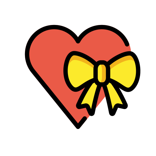 Heart with Ribbon as drawn by OpenMoji in 16.0