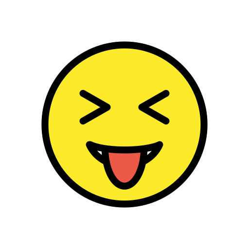 Squinting Face with Tongue as drawn by OpenMoji in 16.0