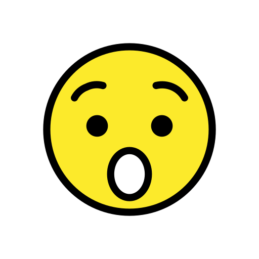 Hushed Face as drawn by OpenMoji in 16.0