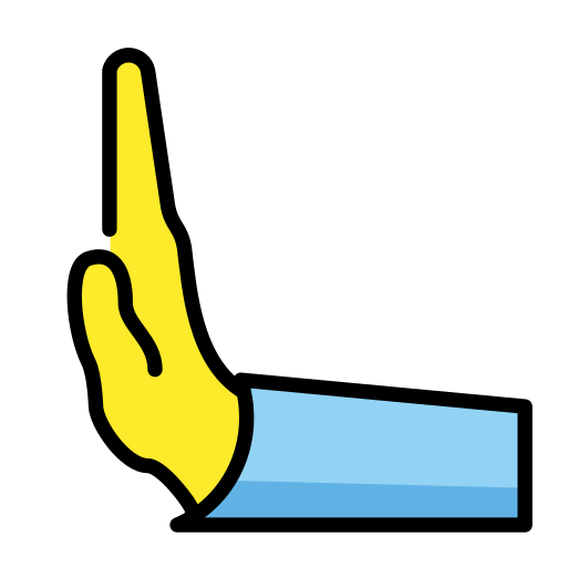 Leftwards Pushing Hand as drawn by OpenMoji in 16.0