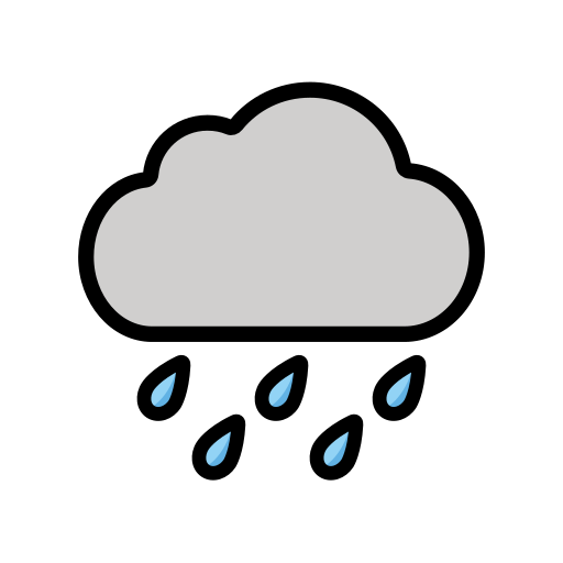 Cloud with Rain as drawn by OpenMoji in 17.0