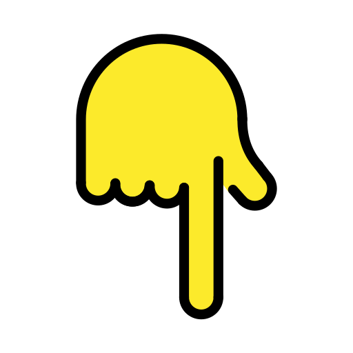 Backhand Index Pointing Down as drawn by OpenMoji in 17.0