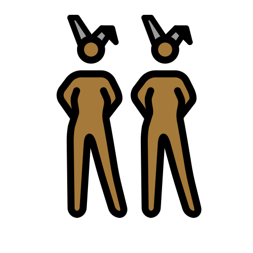 women with bunny ears: medium-dark skin tone as rendered by OpenMoji