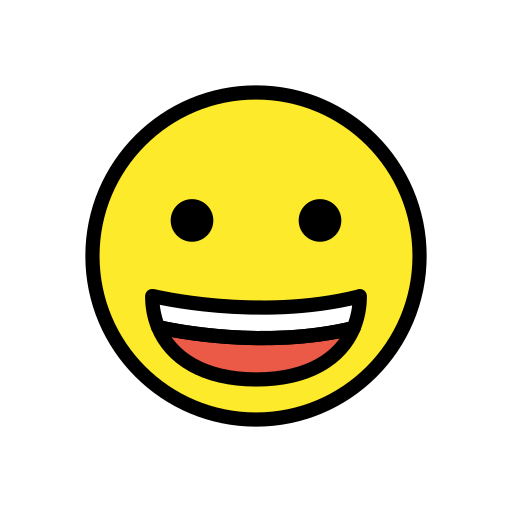 Grinning Face as drawn by OpenMoji in 17.0