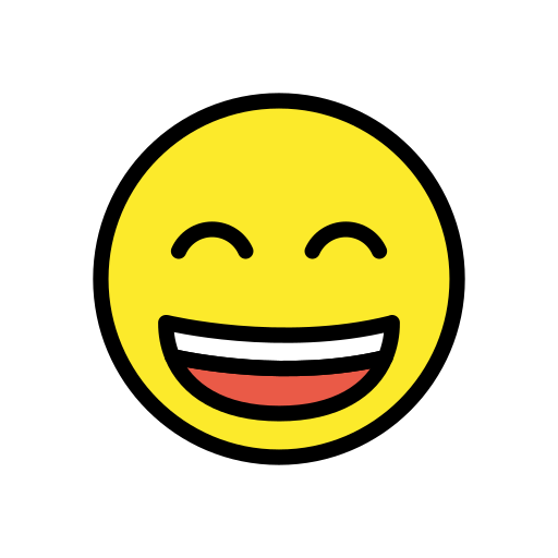 Grinning Face with Smiling Eyes as drawn by OpenMoji in 17.0