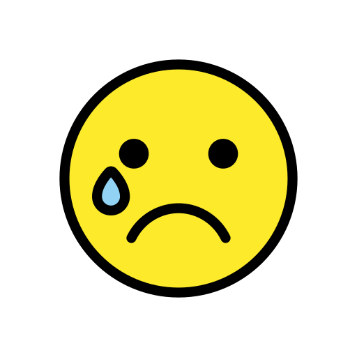 Crying Face as drawn by OpenMoji in 17.0
