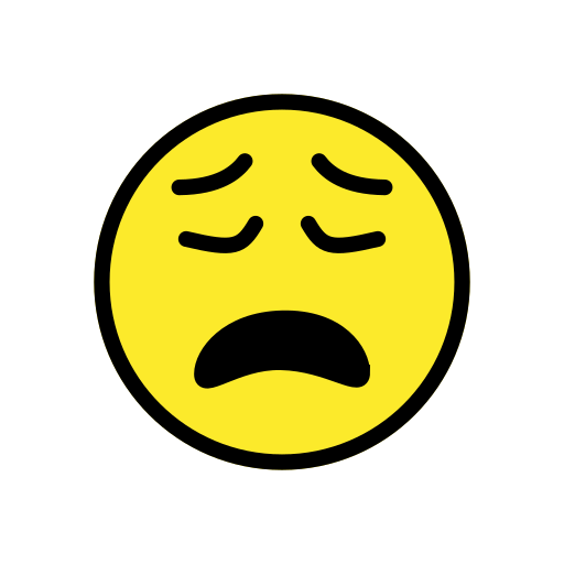 Weary Face as drawn by OpenMoji in 17.0