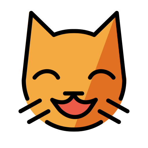 Grinning Cat with Smiling Eyes as drawn by OpenMoji in 17.0