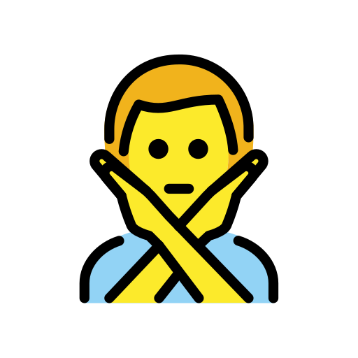 man gesturing NO as rendered by OpenMoji