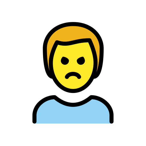 man pouting as rendered by OpenMoji