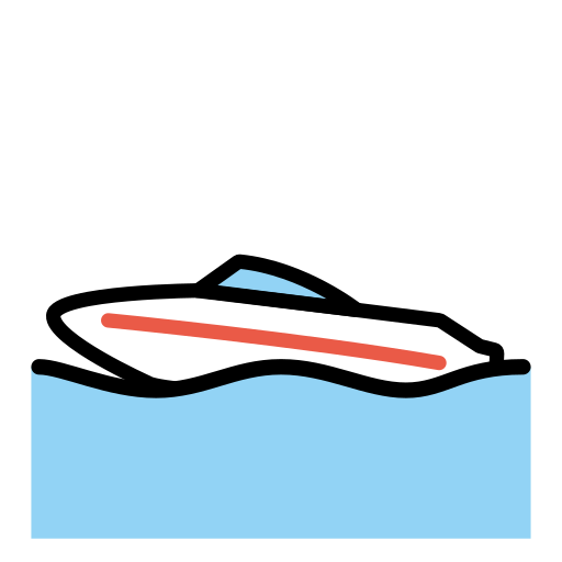 Speedboat as drawn by OpenMoji in 17.0