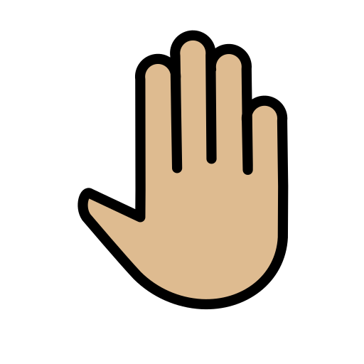 立起的手背: 中等-浅肤色 as drawn by OpenMoji in 17.0