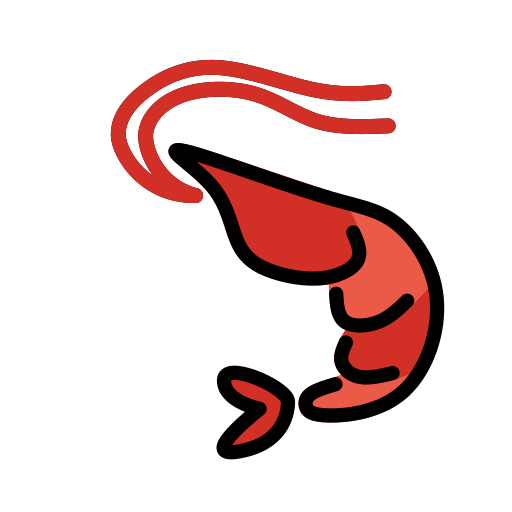 Shrimp as drawn by OpenMoji in 17.0
