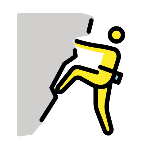 man climbing as rendered by OpenMoji