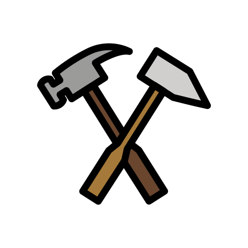 Hammer and Pick as drawn by OpenMoji in 17.0