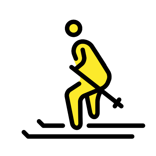 Skier as drawn by OpenMoji in 17.0